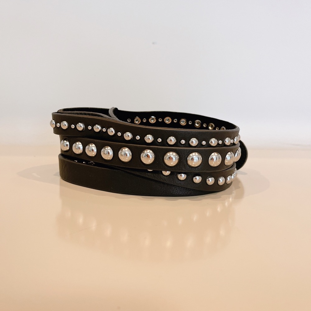 B-Low the Belt size small black belt with silver studs